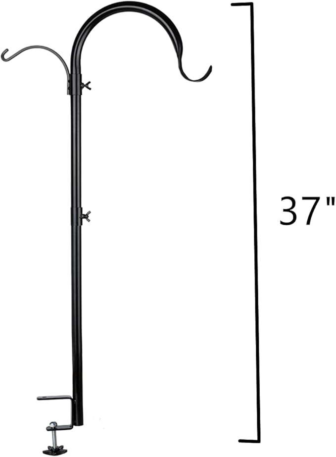 WOSIBO 4 Pack Three Span Deck Hook, 37 Inches Deck Bird Feeder Pole, Hanging Baskets Porch Multi-Hook for Deck Kit with Three Branches for Plant Hangers, Lanterns, Wind Chimes and More