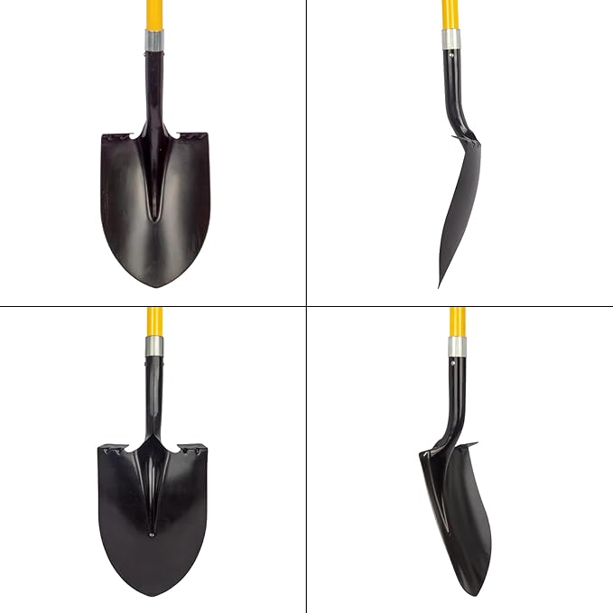 VNIMTI Heavy Duty Gardening Shovel, 56 Inch Round Blade with Fiberglass Handle (Yellow)