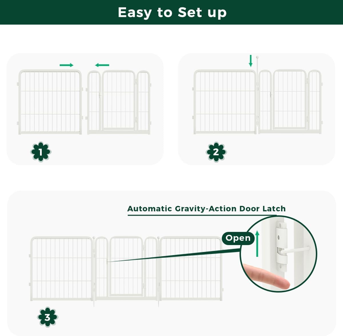 FXW Garden Fence Outdoor for The Yard – 24in(H) x 91.3ft(L) Heavy Duty Metal Animal Barrier for Dog and Rabbit, Decorative Dog Fence, 48 Panels, White