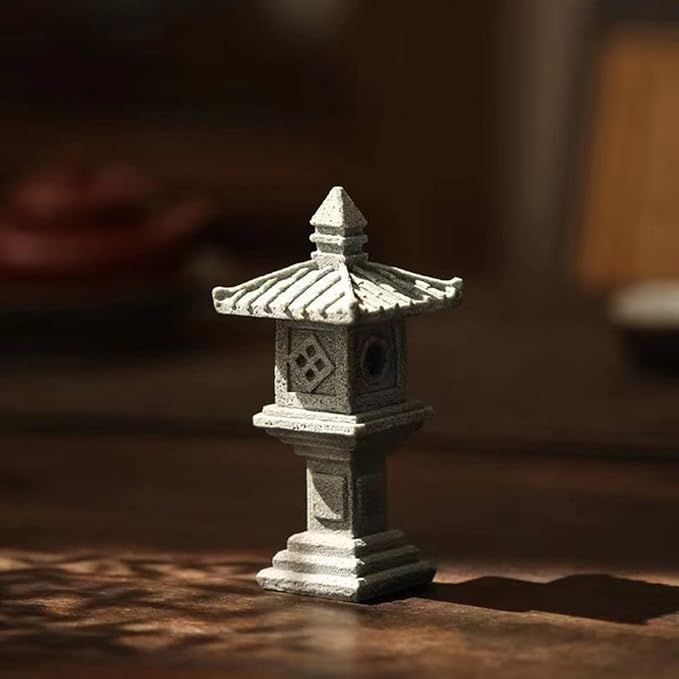 3 PCS Miniature Figurines Stone Pagoda Lantern Garden Statues Tiny Home Kit Meditation Accessories for Zen Garden Home Decor Yard Decorations Outdoor Statues Asian Garden Decor Japanese Gifts (2)