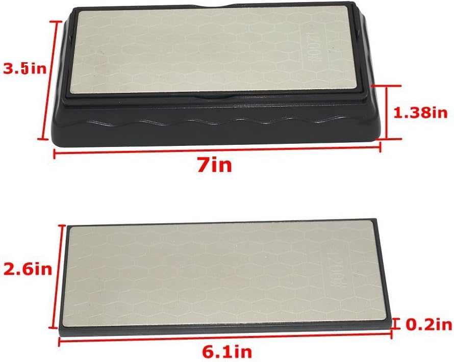Double-sided Diamond Sharpening Stone, Knife Sharpener Stone diamond sharpener Honeycomb Surface Plate with Non-slip Base for Scissors Knives Outdoor Kitchen Sharpen Tools (400/1000 Grit)