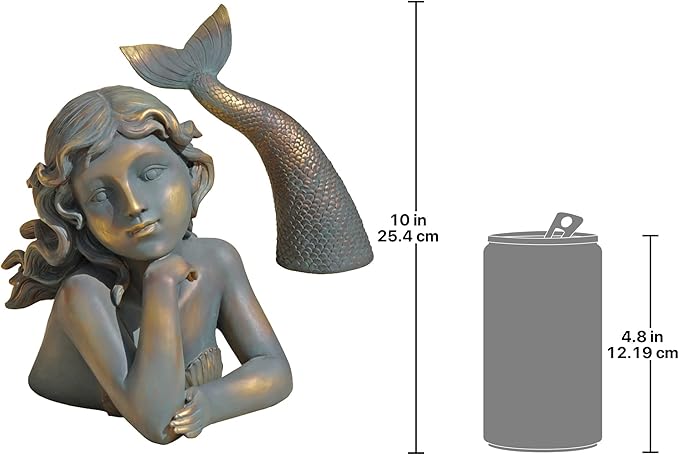 Design Toscano QL30330 Merissa Siren of The Sea Mermaid Garden Statue, Faux Verdigris Finish
