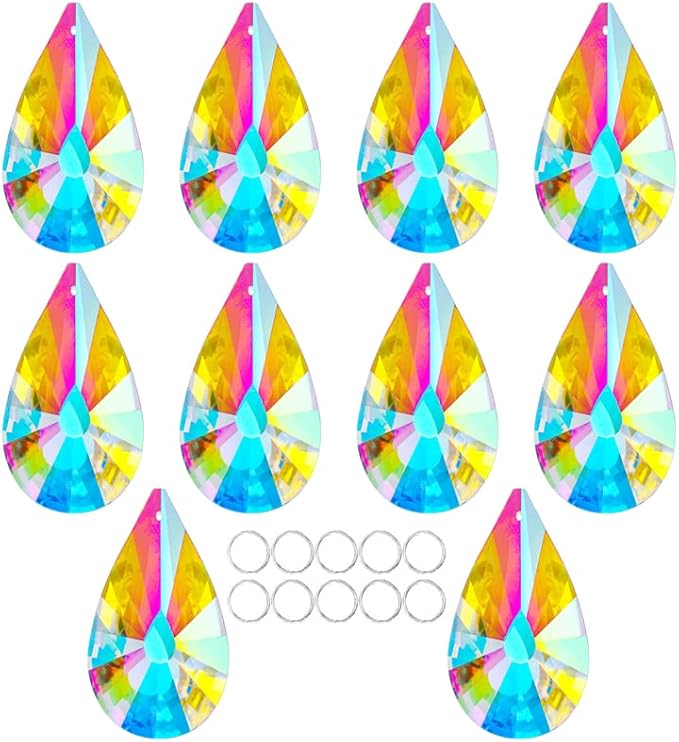 10 Pack Colorful Crystal Prisms Suncatcher,Sun Shine Catcher Rainbow Pendants,Crystals Prisms for Windows,Glass Hanging Decor for Home Garden Wedding DIY Ornament