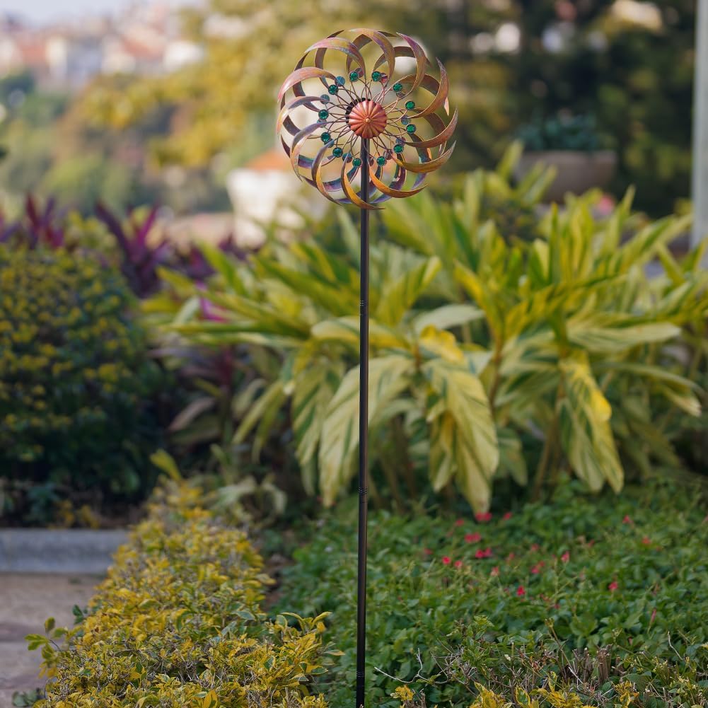 VEWOGARDEN Garden Metal Wind Spinners Outdoor Kinetic Wind Sculptures & Spinners for Yard Lawn Patio Decorations, Patina