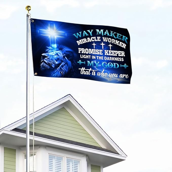 American Flag-Jesus Christ Grommet Flag Way Maker Miracle Worker DDH1349GF, 3x5 ft., No Flag Pole Rings-USA Heavy Duty Flags Canvas Cotton-Durable Indoor Outdoor Flag