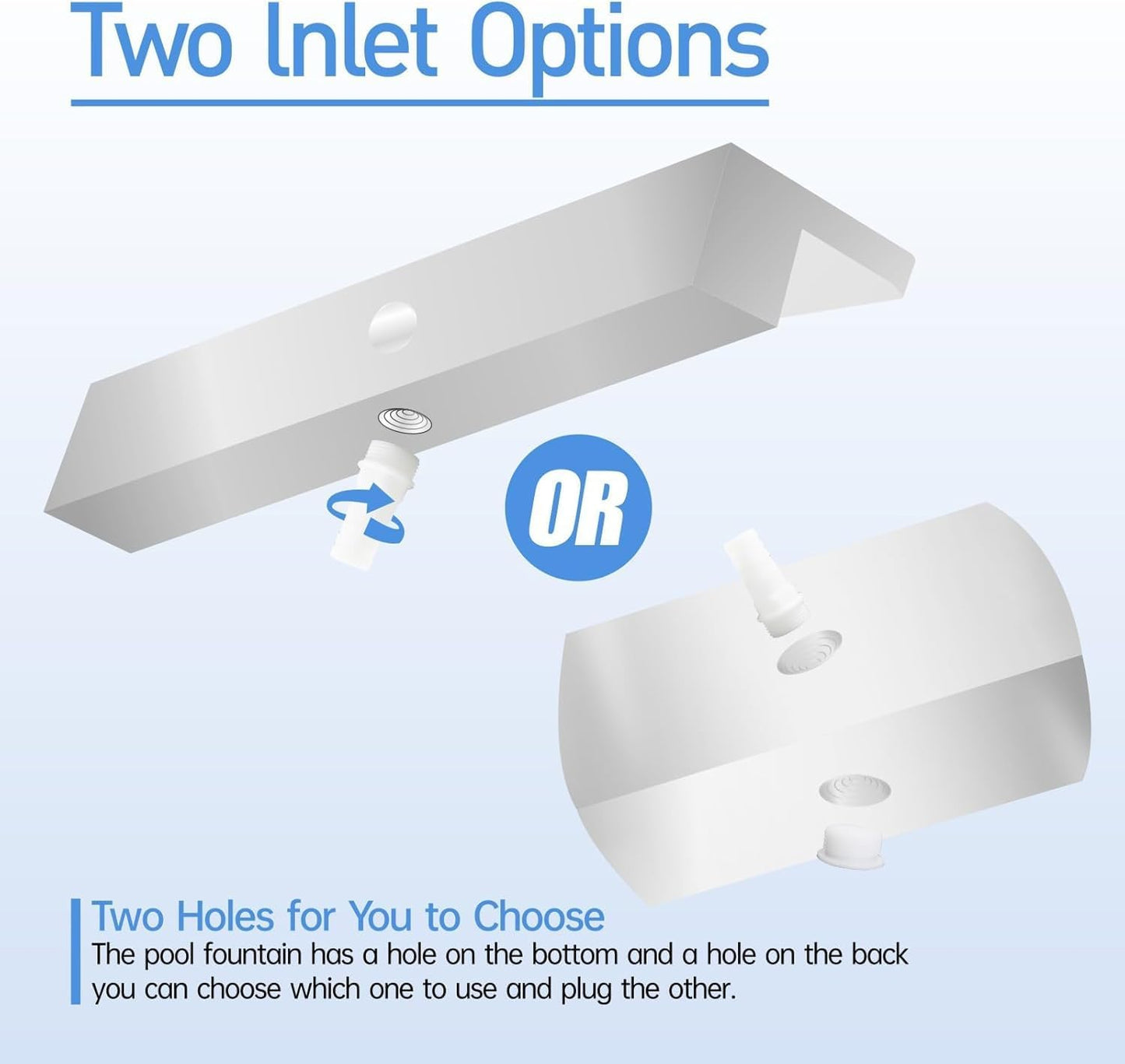 Pool Fountain Stainless Steel Pond Waterfall Spillway Kits for Indoor/Outdoor Decorative, 24 Inches Black Pool Water Feature for Garden Patio, Backyard Koi Pond Decor(No LED Light)