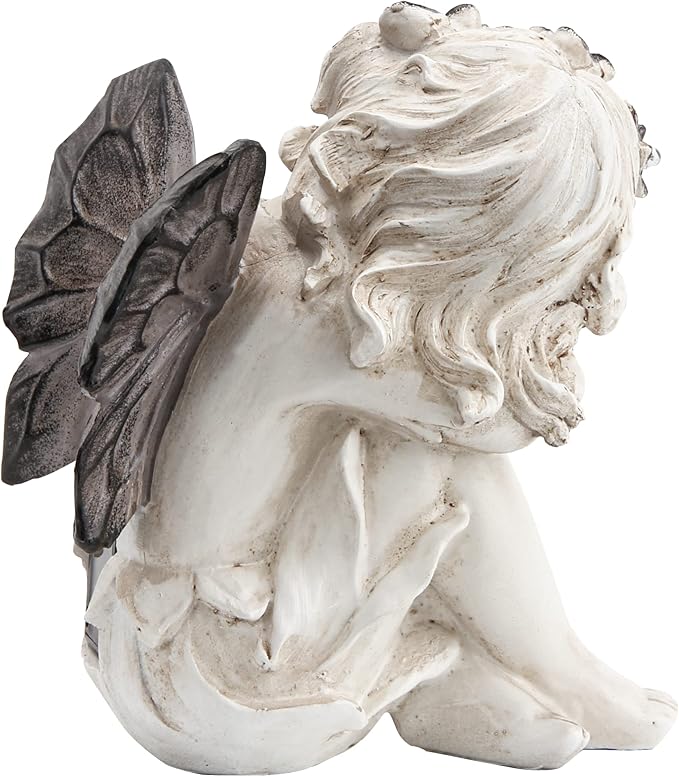 Leekung Angel Statue with Solar Powered Light for Garden Decor,Garden Statues for Patio Yard Porch Lawn Outdoor Decor,Angels Garden Sculptures & Statues,Angel Figurines Memorial Spiritual Gifts