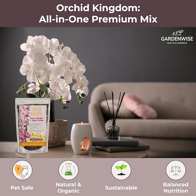 Orchid Potting Mix – Orchid Bark, Sphagnum Moss, Tree Fern & Perlite for Repotting Phalaenopsis Orchids, Indoor Plants, Orchid Soil Medium – Sustrato para Orquídeas (4 Quart)