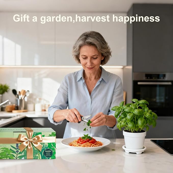 10 Indoor Herb Garden Kit, 33pcs Complete Kitchen Herb Starter Set Including 4-Color Pots, Soil & Tools, Unique Gift Ideas for Plant Lovers, Women, Men, Mom, Friend, Birthday, Housewarming, Christmas
