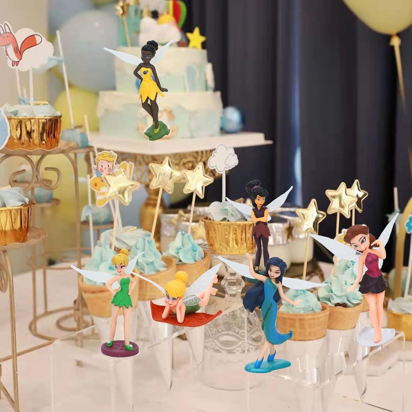 ONEST 13-Piece Miniature Garden Accessories - Small Hand Painted Fairy Figures, Girl Fly Wing Figurines for Car Decor, Fairy Garden, Flower Pot, Birthday Cake Topper