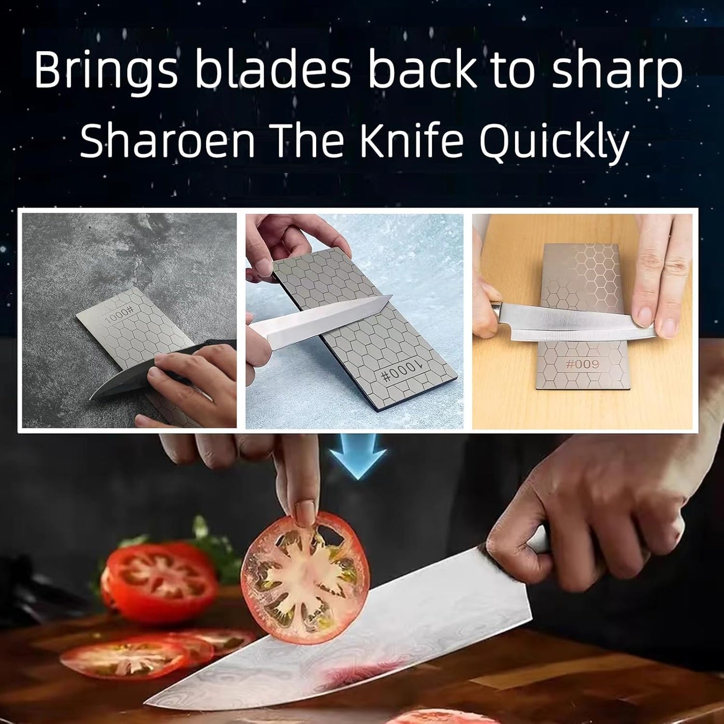 Diamond Sharpening Stone Set, 4 Pcs Diamond Lapping Plate Coarse/Medium/Fine Grit Sharpener, 400/600/1200/2500 Grit,Perfect Assistance Sharpener Angle Guide