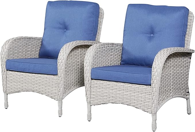 HUMMUH 4-Piece Patio Furniture Wicker Outdoor Conversation Set,All-Weather Rattan Outdoor Bistro Set with Loveseat Chairs Coffee Table for Backyard,Poolside,Deck