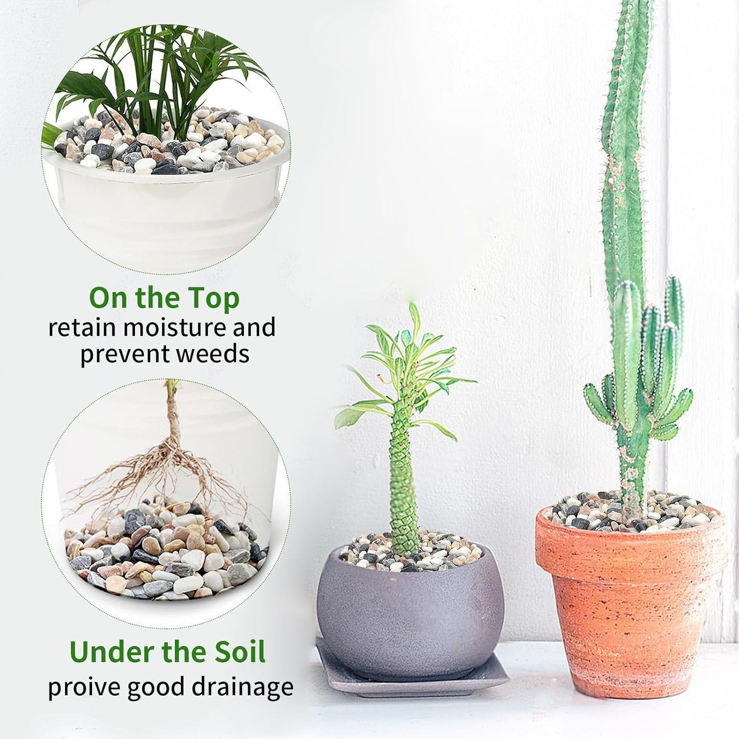 10 lbs Pebbles for Landscaping, 3/8 Inch Pea Gravel Decorative River Rocks for Succulent, Cactus, Vases, Terrarium, Aquarium, Potted Top Dressing and Outdoor Garden