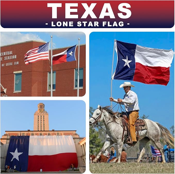 Texas Flag 3x5 ft Deluxe Super Tough Series, Heavy Duty Spun Polyester, All Weather TX Flag High Wind with Embroidered Stars, Brass Grommets, Sewn Stripes, Durable Texas Flags Outdoor Outside