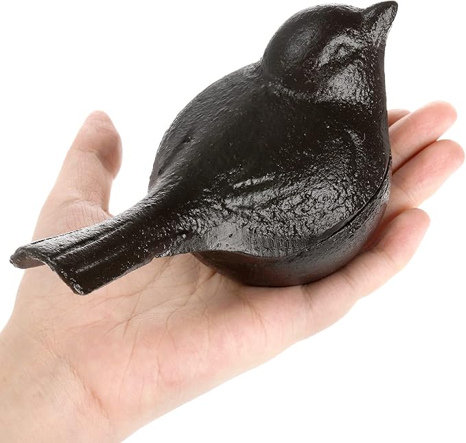 Cast Iron Key Hider, Bird Hide-a-Key Holder, Outdoor Small Garden Statues Ornament, Outside Spare Key Hider Figurine, Indoor Decoration Jewelry Trinkets Box for Ear Studs, Rings, Paper Clips