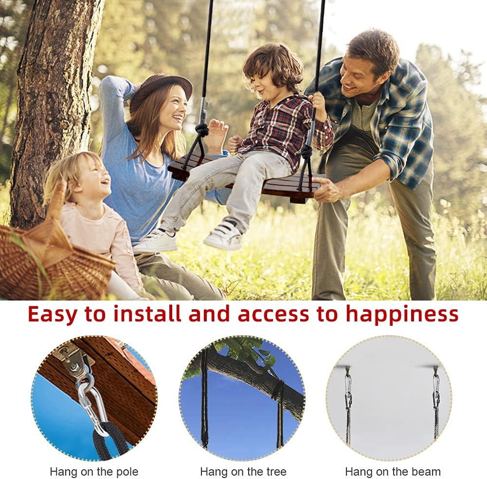 Pellor Wood Tree Swing Seat,Indoor Outdoor Rope Wooden Swing Set for Children Adult Kids (Chocolate)