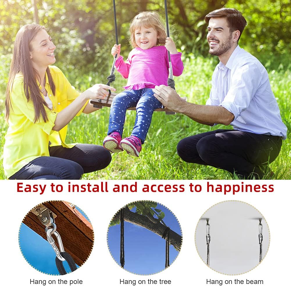 PELLOR Anticorrosive Wood Swing Seat - Waterproof, Indoor/Outdoor, 17.7x7.9x0.6 inch