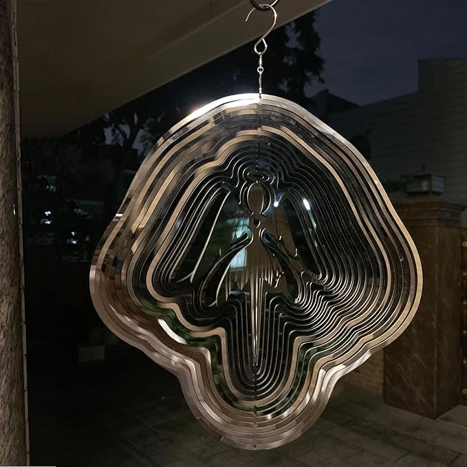 DJUAN Reflective Angel Wind Spinners Outdoor Garden Decor,Sparkly Angel Ornaments Bird Devices Deterrent to Scare Birds Away from Yard Patio Farm,Cherub Decor Metal Wind Spinners Gifts for Mom, Women