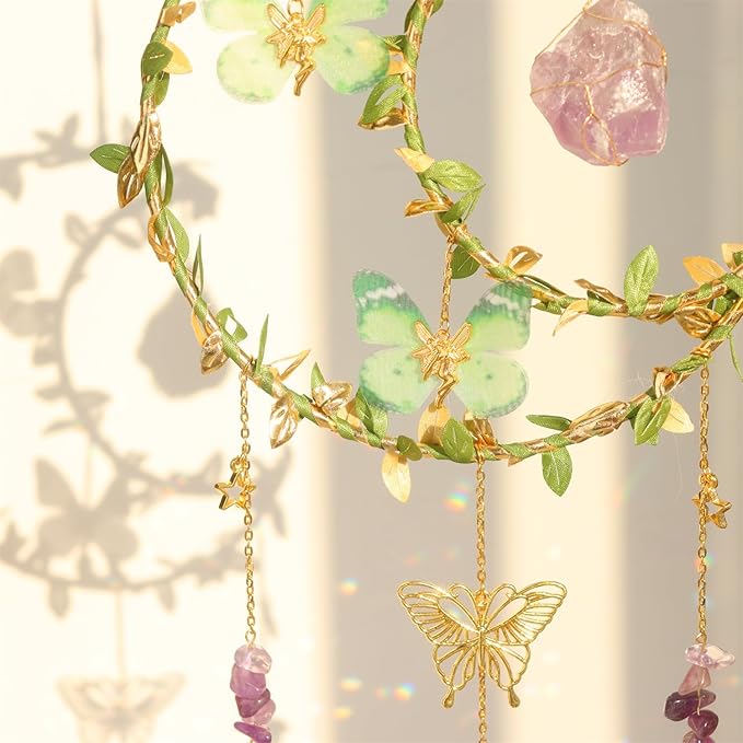 Suncatcher - Amethyst Moon Crystal Sun Catcher Window Hanging, Good Luck Charms Gifts for Women Chrismas Thanksgiving Birthday Crystal