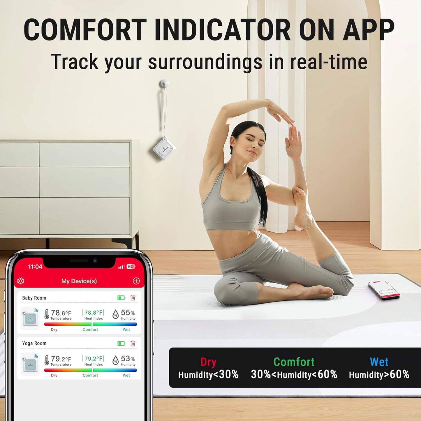 ThermoPro Bluetooth Hygrometer Thermometer for House, 260FT Temperature and Humidity Monitor, Remote App Control Humidity Temperature Sensor, 2-Year Data Storage Export for Greenhouse Room, 2 Pack