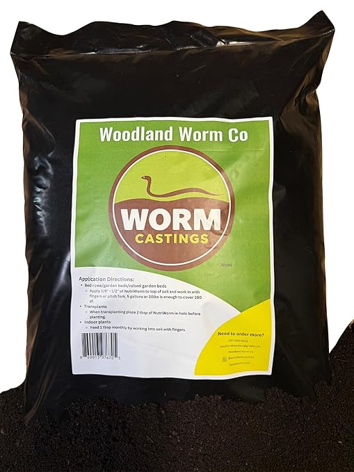 Earth Worm Castings for Plants - Soil Amendment and Natural Fertilizer for Gardening, Vegetables, Lawns and Indoor Plants - Odor-Free, All-Natural – 20 lb Bag