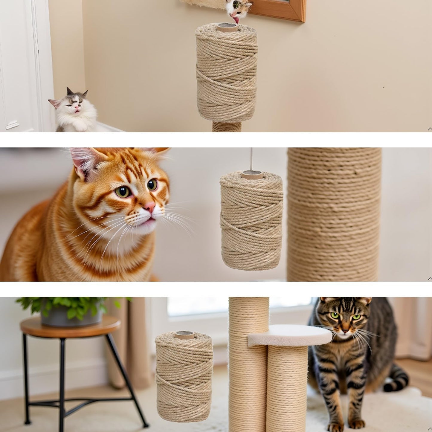1/6 in (4 mm) X 164 Ft (50 Meters) Jute Garden Twine Rope String for Home Decorating, Cat Scratcher Post Tree, DIY Arts Crafts, Binding, Packing Material