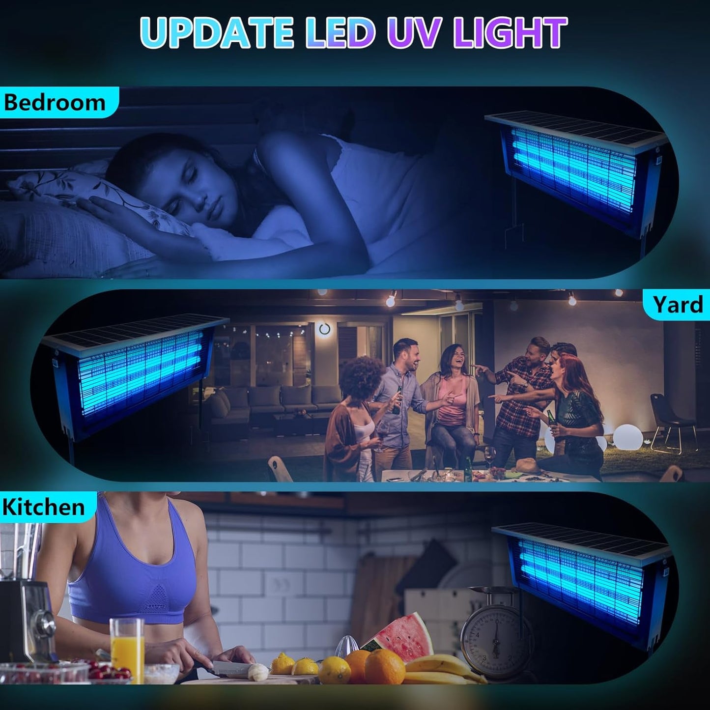 Powerful Large Solar Bug Zapper Outdoor for 4000 sq.ft, Rechargeable Mosquito Zapper with High Powered, Cordless Solar Fly Zapper for Patio Garden Backyard RV Camping Pond with 18W Solar Panel