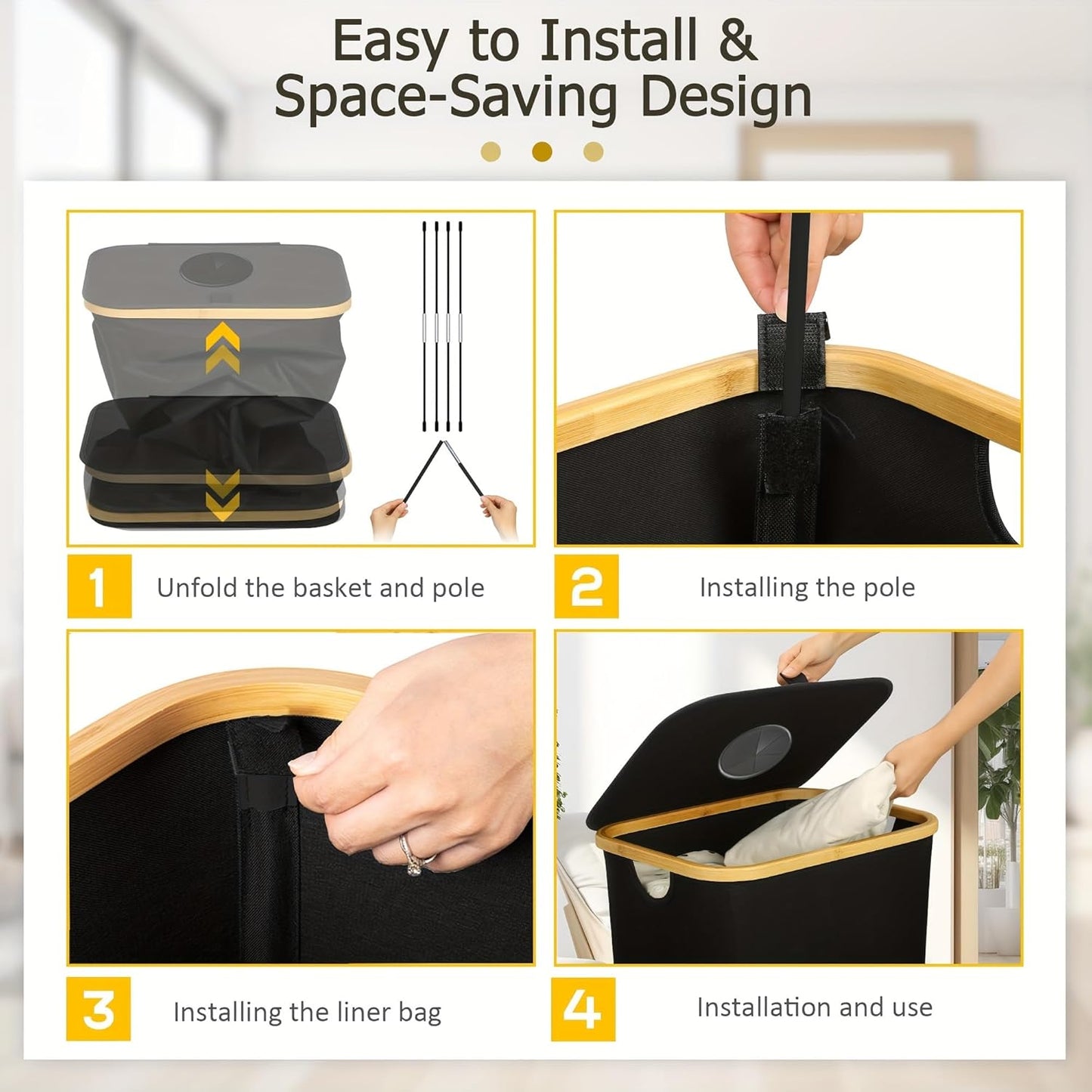 Garbage Bin Kitchen,Kitchen Trash Can with Lid, Detachable and Reusable Inner Bag,Large 26-Gallon 100-Liter Capacity, Suitable for Bottles, Cans, and Glass,Black