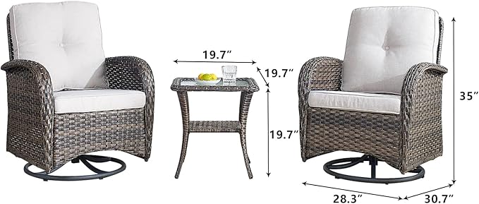 HUMMUH 5-Piece Patio Furniture Wicker Outdoor Conversation Set,All-Weather Rattan Swivel Chairs Bistro Set with Loveseat Coffee Table for Backyard,Poolside,Deck(Brown/Beige)