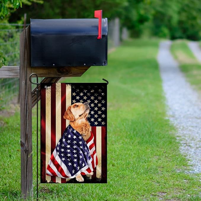 FLAGWIX Golden Retriever Flag - Outdoor Dog Lover Decorations, Garden Flag (11.5" x 17.5"), Heavy-duty Canvas Patriot Flag Golden Retriever Garden Decor