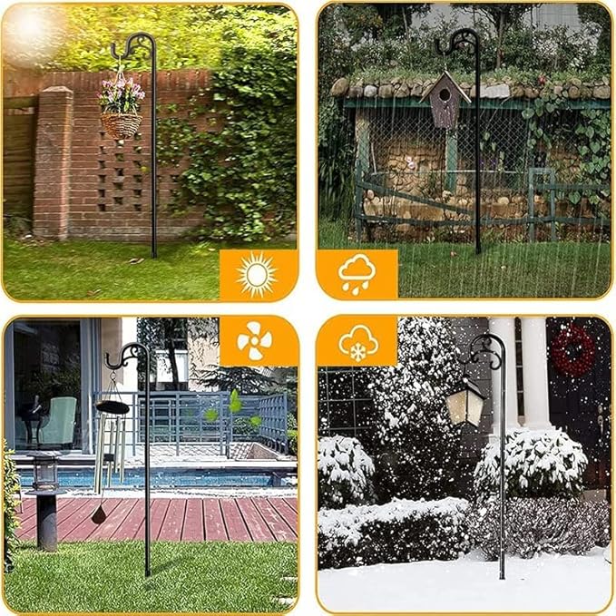 Shepherds Hook for Bird Feeders for Outside, 92 Inch Adjustable Shepards Hooks for Outdoor (2pcs), Heavy Duty Humming Bird Stand Feeder Pole, Metal Garden Hooks Hanger for Outdoor Décor