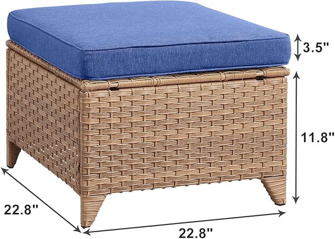 HUMMUH 5 Piece Outdoor Patio Furniture Set Wicker Conversation Bistro Set Swivel Rocking Chairs with Side Table and Ottomans for Backyard, Porch, Balcony