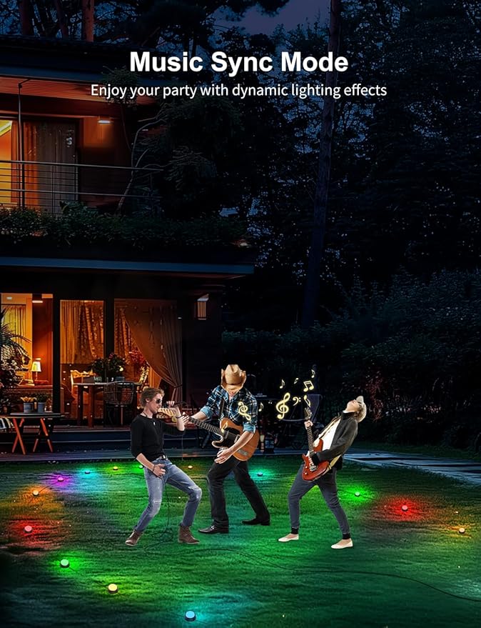 APPECK Smart Outdoor Ground Lights 15 Pack, 32FT RGBW Color Changing Pathway Lights Wired, IP65 Waterproof Landscape Lighting, for Path Yard Lawn Patio Holiday Party Decor, with App & Alexa Control