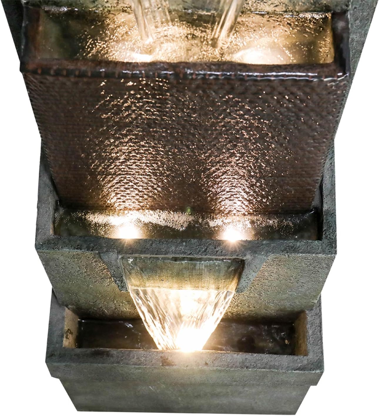 39.3”H Outdoor Garden Waterfall Fountain-Indoor Water Fountain with LED Lights, for Gardens, Landscaping, Patios, Balconies, Office,and Lawns for a Calming Oasis in Outdoor Living Art Decor