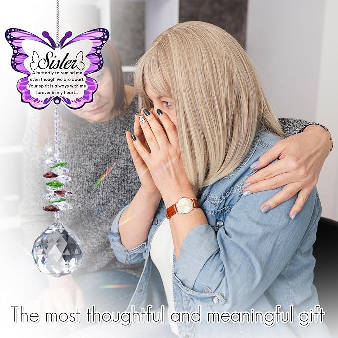 Sympathy Gifts for Loss of Sister, Sister Memorial Crystal Suncatcher Rainbow Maker,Memorial Gifts for Loss of Sister, in Memory of Sister, Bereavement Gifts for Loss of Sister