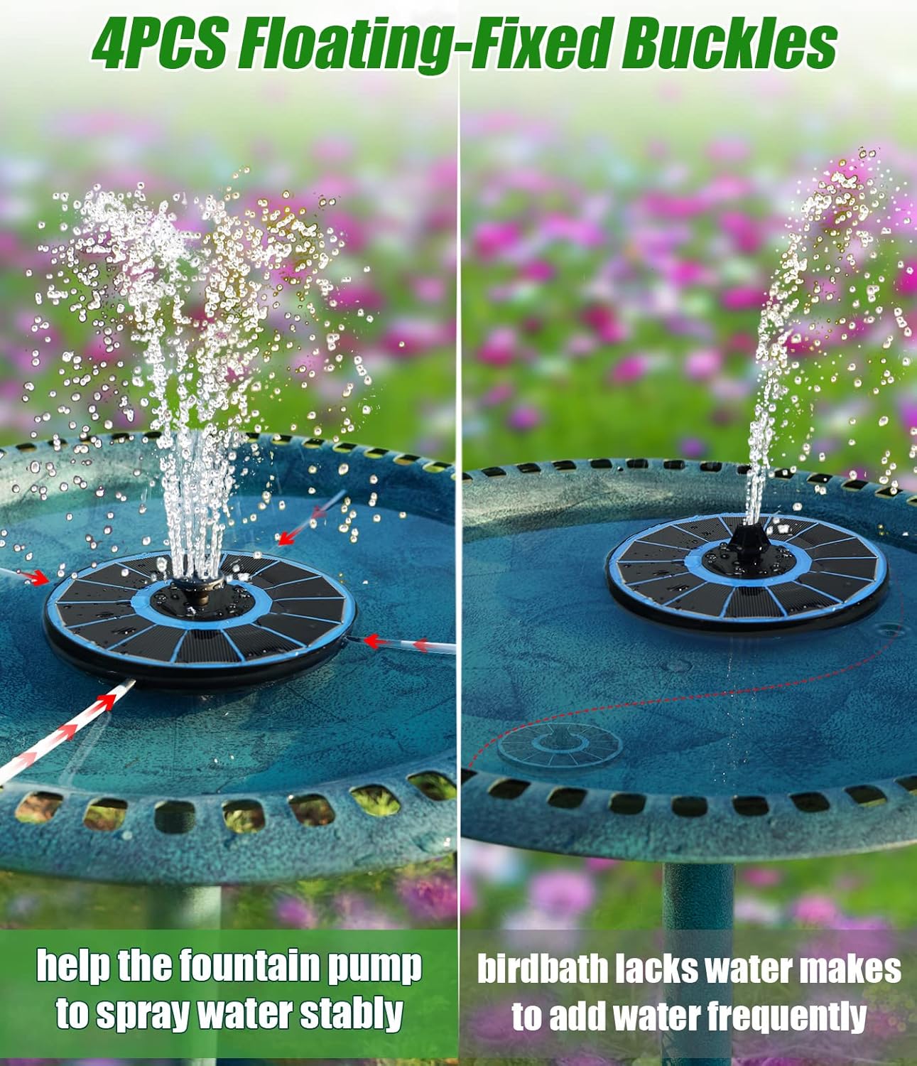 SZMP Solar Fountain Pump Upgraded 100% Glass Panel, 3.5W Solar Powered Fountain Built-in 2000 Battery with 7 Nozzle & 4 Fixer, Solar Fountain for Bird Bath, Pond, Fish Tank, Outdoor (Colorful)