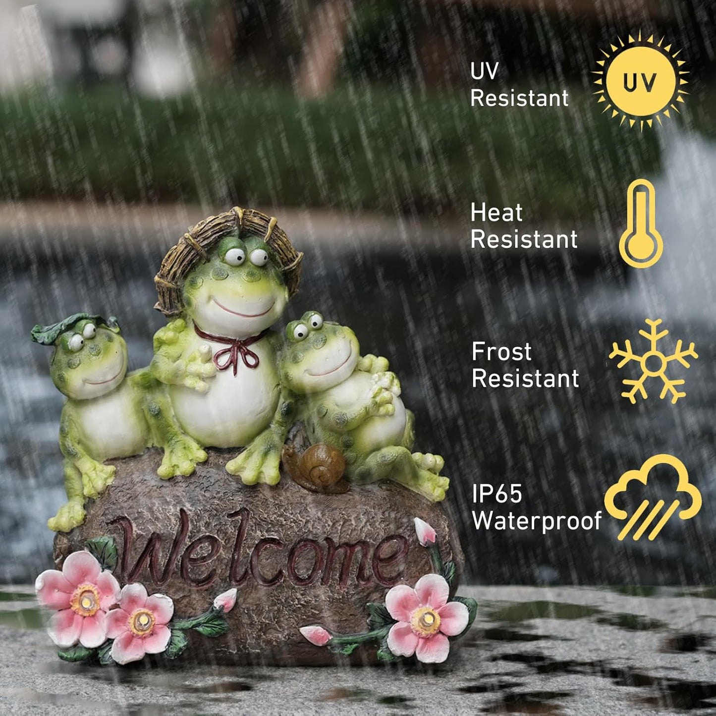 Funny Frog Statues For Garden - 7'' Mothe & Sons Solar Frog Garden Decor Frog Garden Statue For Yard Patio porch Lawn Birthday Christmas Thanksgiving Housewarming Frog Gifts For Women Mother.
