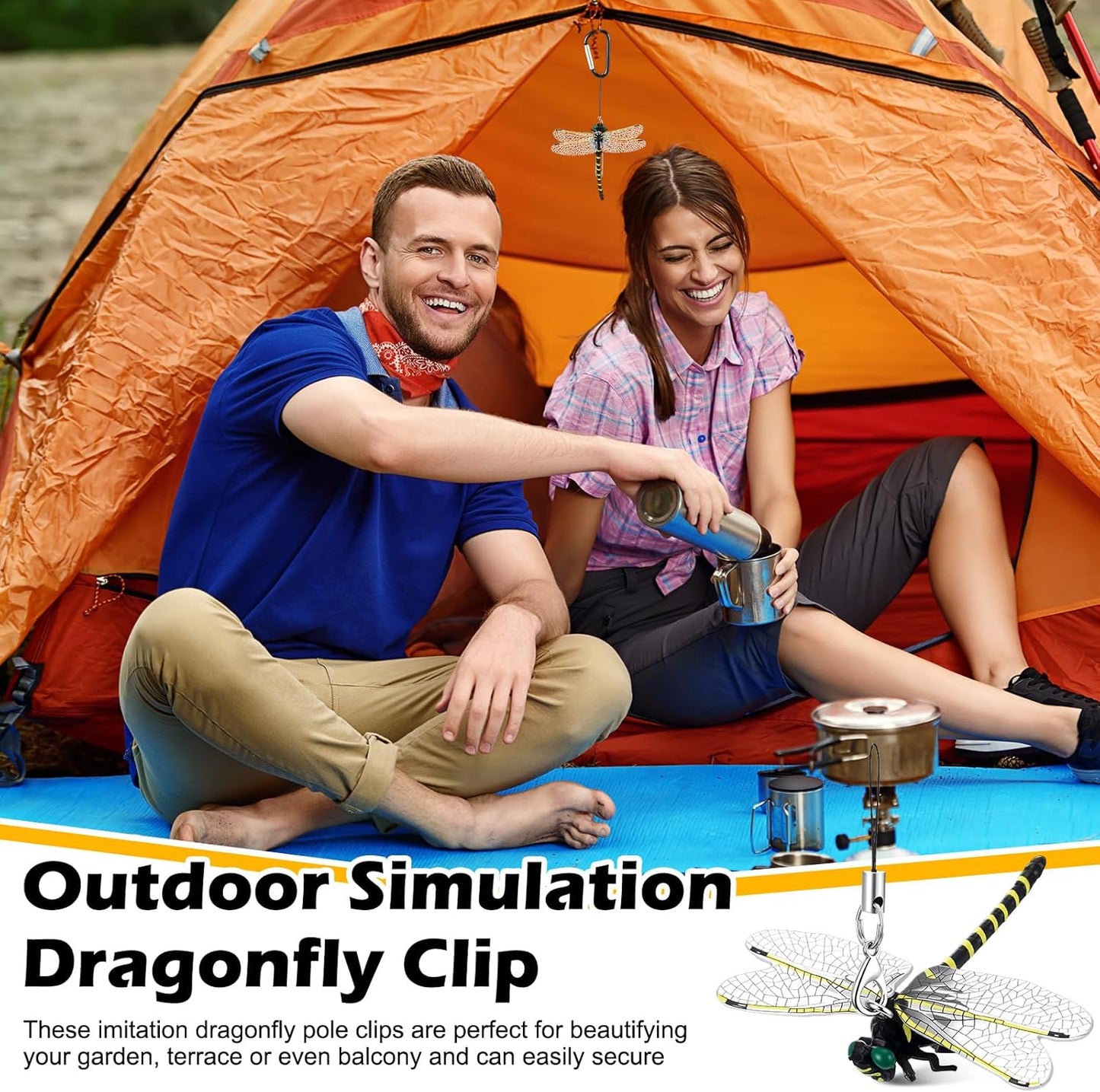 Qualirey 2pcs Dragonfly Hat Clip 2.2inch Realistic Dragonfly Clip with Hook Attach to Backpack Hat Keychain for Indoor Yard Garden Plant Decor