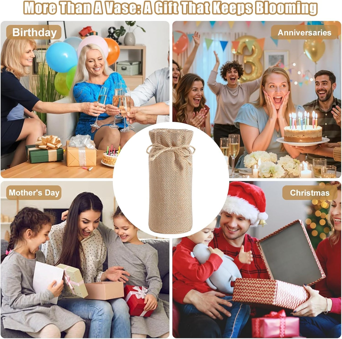 Fall Decor Vase for Flowers Fall Centerpieces for Tables Vases Home Decor Vintage Flower Vase Dining Table Centerpiece Decor(Gold)