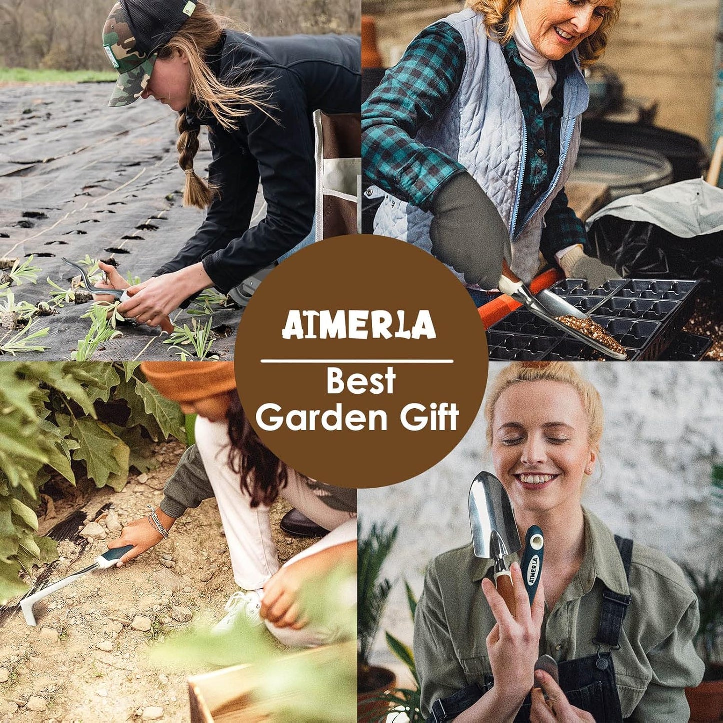 Gardening Tools Set of 9 Heavy Duty Garden Tools with Non-Slip Rubber Grip with Large Garden Bag for Tools Durable Hand Tools for Gardening, Weeding,Gardening Gifts for Women,Men