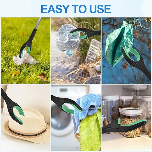 6 Pack 32 Inch Commercial Trash Grabber for Elderly Assist, Heavy Duty Lightweight Reacher with Ergonomic Handle & Non-Slip Grip, Multi-Use Outdoor Home Garden Cleanup Mobility Aid ToolGreen)