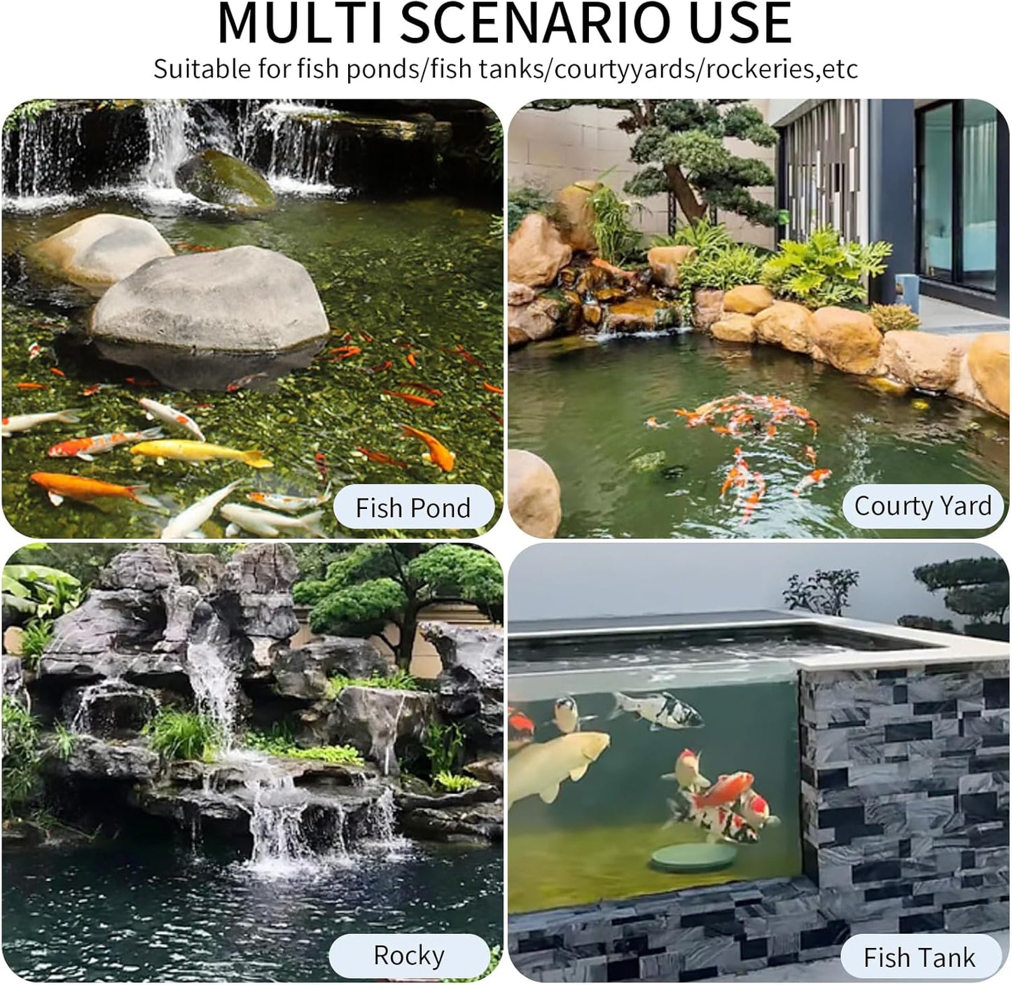 Pool Fountain,Acrylic Waterfall Spillway Pond Fountain,Includes Waterfall Box,Filter Media,Pipe Connector,12 Inches Black Pool Water Feature for Garden Patio,Backyard Koi Pond Decor