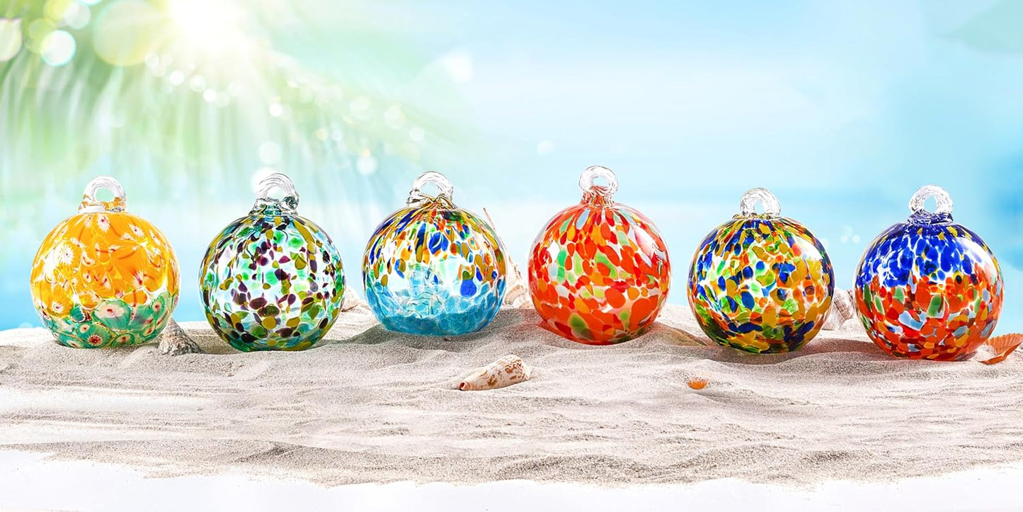 EUSTUMA Hand Blown Glass Witch Ball,Glass Ball Ornament Hanging Garden Gazing Ball Indoor Outdoor Home Décor. (4)