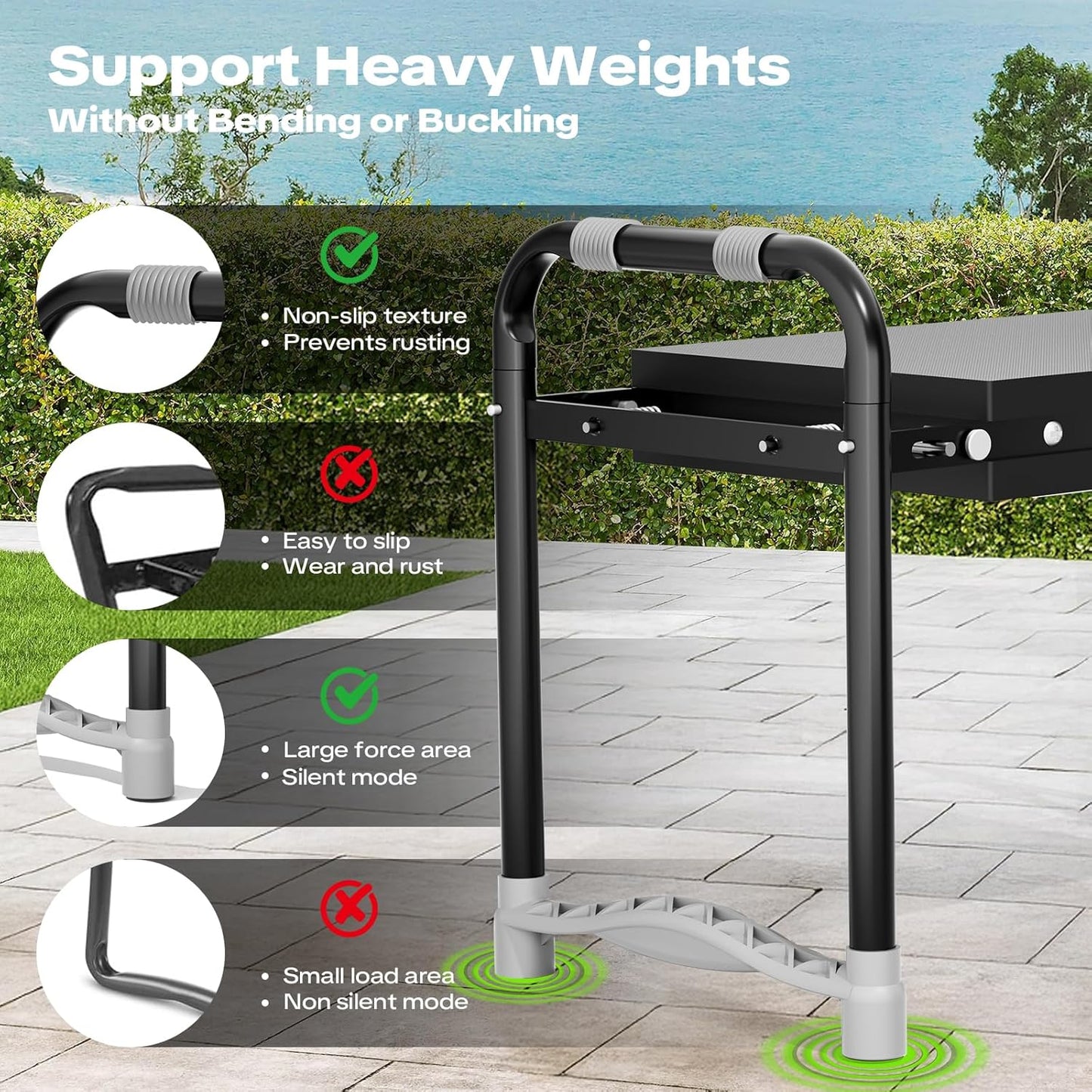 Garden Kneeler and Seat, Foldable Ergonomic Kneeling Bench with Tool Pouch 400 Lbs Heavy Duty 2-in-1 Comfortable Cushioned Kneeling Chair for Gardening Yard Work