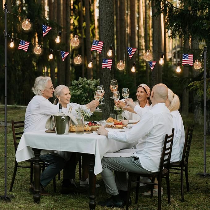 ZMTECH 2 Packs 10 FT Heavy Duty Flag Pole in Ground with Solar Light, Flag Pole Holder for Outside House with Solar Light and 5 Pronges Base, Flag Pole Kit for Outdoor Garden Decor(Without Flag)