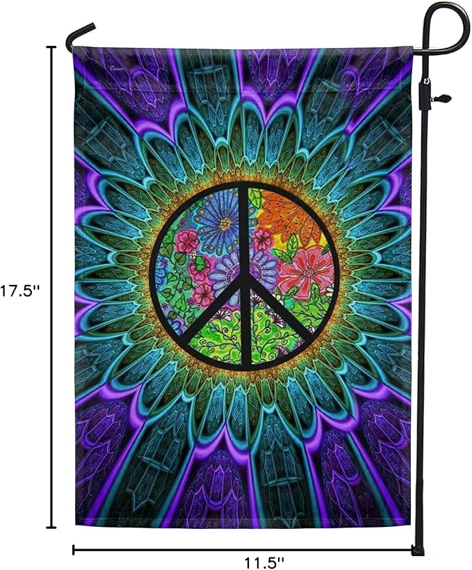FLAGWIX Peace Hippie American Flags - Sunflower Decor, Garden Flag 12x18, Peace Sign Flags, Decorations Outdoor, A Little Something To Brighten Your Day Flag - Double Sided Heavy Duty Canvas Flags
