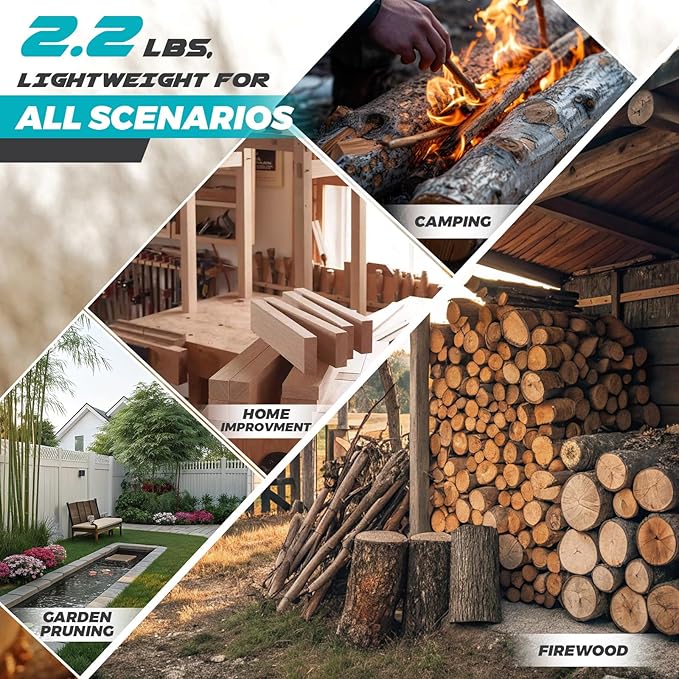 Mini Chainsaw Cordless 6 Inch, Brushless Motor Electric Saw - 2x2Ah Batteries, 2025 Upgraded, Safety Lock, Portable Handheld for Tree Trimming, Wood Cutting, Camping/DIY, Gift for Dad Husband