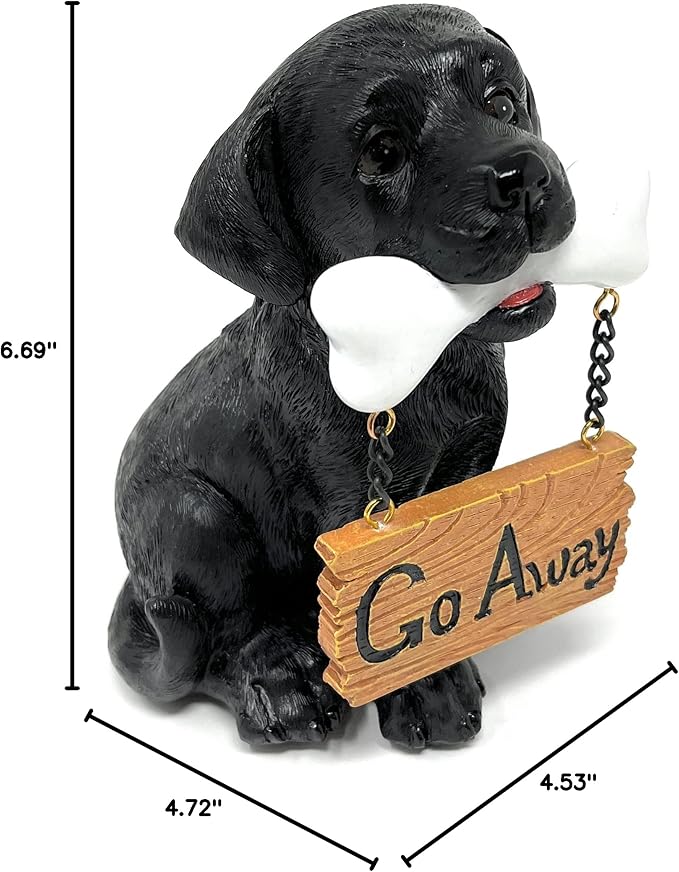 Nature's Mark Black Labrador Retriever Dog Puppy Statue with Welcome Sign Resin Garden Statue Decor 6.7" H