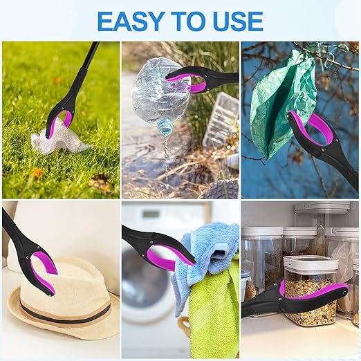 6 Pack 32 Inch Commercial Trash Grabber for Elderly Assist, Heavy Duty Lightweight Reacher with Ergonomic Handle & Non-Slip Grip, Multi-Use Outdoor Home Garden Cleanup Mobility Aid Tool