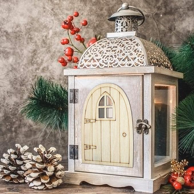 AUEAR, 24 Pack Unpainted Fairy House Doors Mini Wooden Miniature Garden Door for DIY Craft 4 Styles